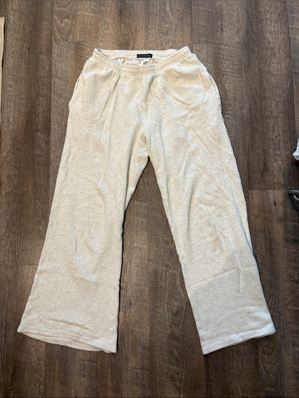 Brandy Melville Cream Waffle-Knit Lounge Pants